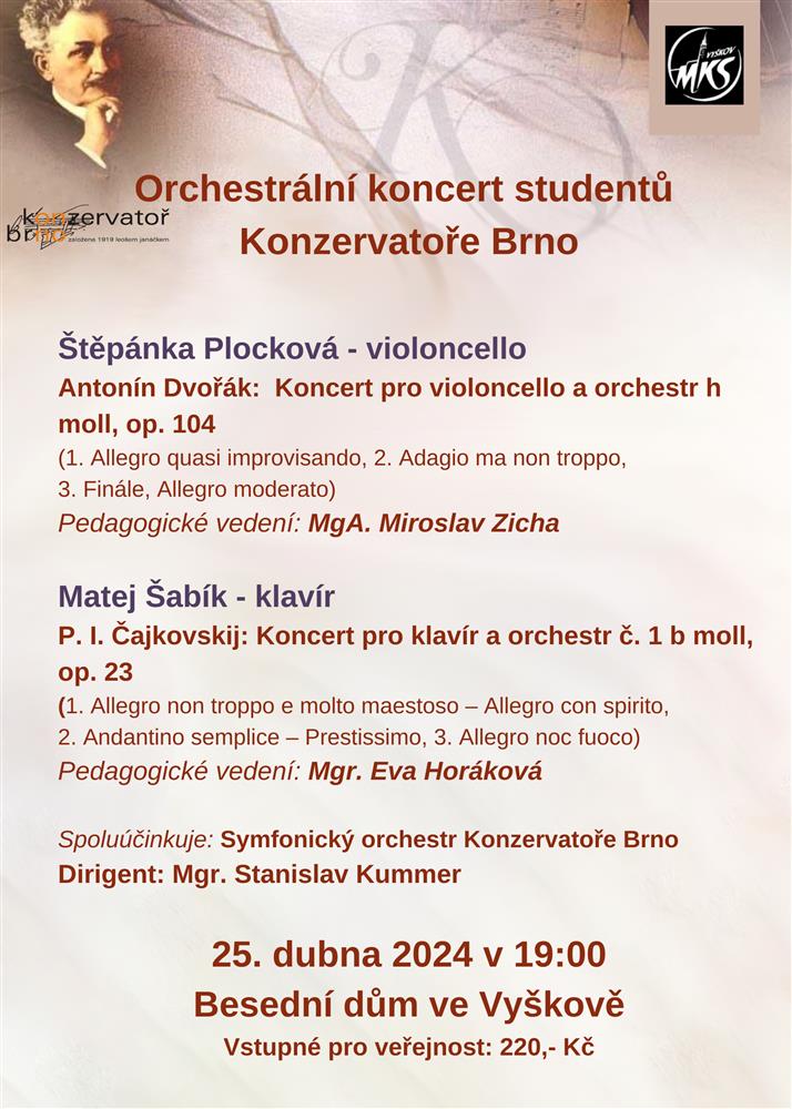 Orchestrální koncert studentů Konzervatoře Brno