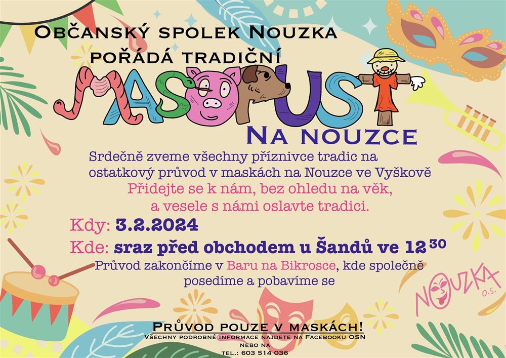 Masopustní průvod na Nouzce ve Vyškově