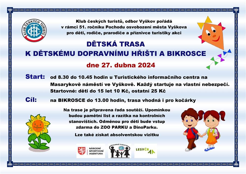 Dětská trasa k dopravnímu hřišti a bikrosce